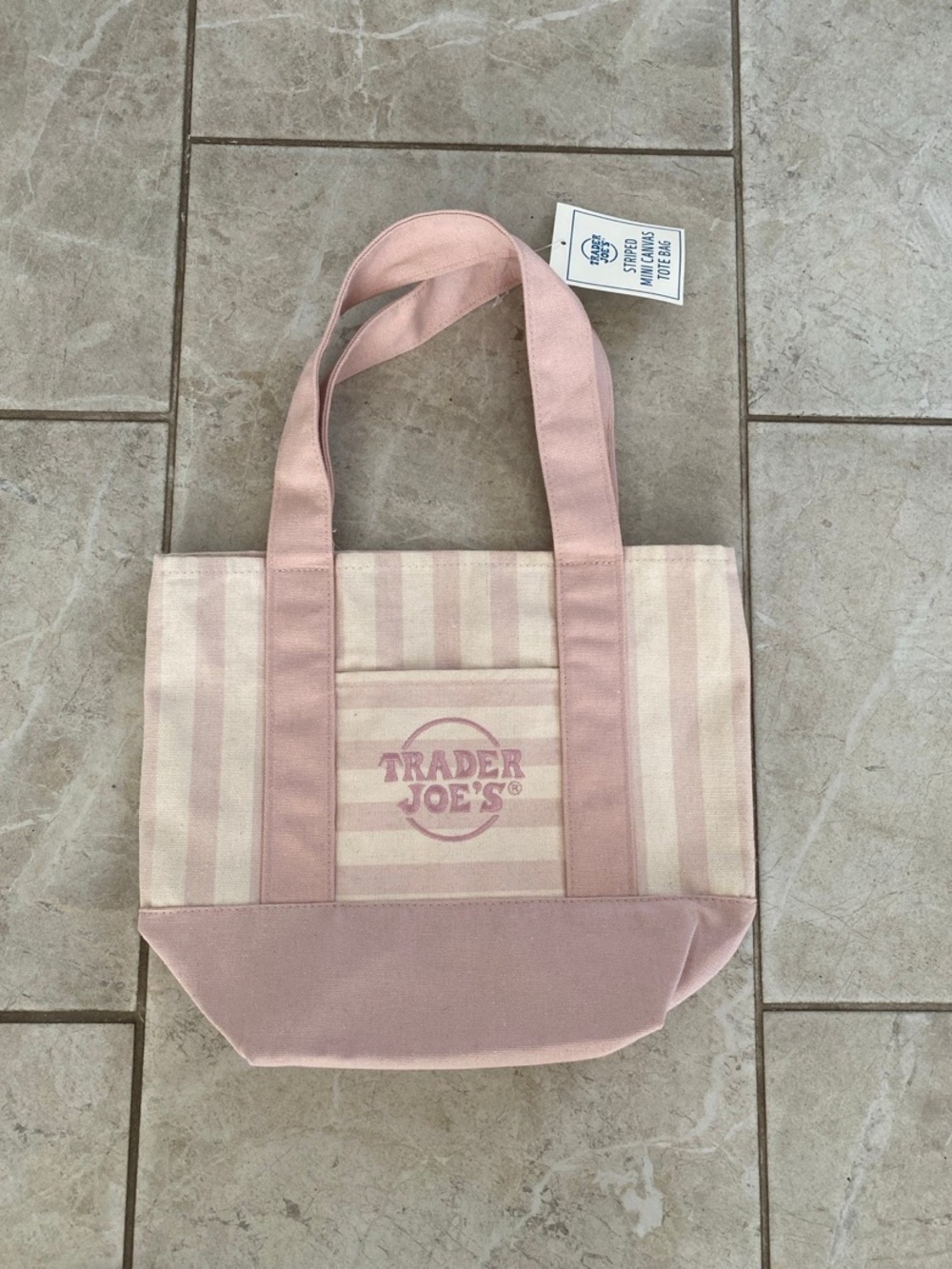 Trader Joe's Striped Mini Canvas Tote Bag